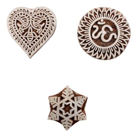 Set of 3 Piece New Mix Wooden Printing Block